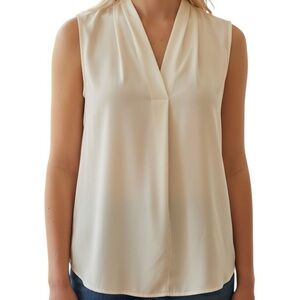 Ann Taylor Women’s Ivory Sleeveless Top V-Neck Size XS